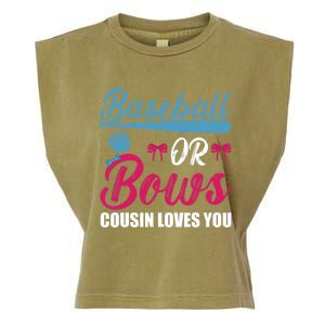 Baseball Or Bows Cousin Loves You Funny Gender Reveal Kids Garment-Dyed Women's Muscle Tee