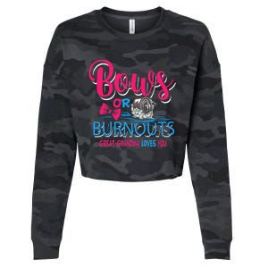 Burnouts Or Bows Gender Reveal Baby Great Grandma Cropped Pullover Crew