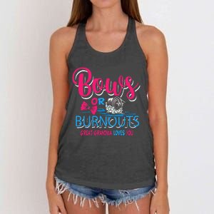 Burnouts Or Bows Gender Reveal Baby Great Grandma Women's Knotted Racerback Tank