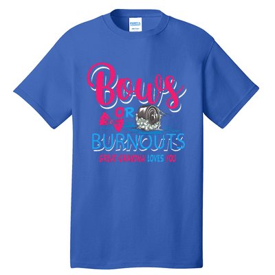 Burnouts Or Bows Gender Reveal Baby Great Grandma Tall T-Shirt