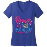 Burnouts Or Bows Gender Reveal Baby Great Grandma Women's V-Neck T-Shirt