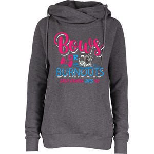 Burnouts Or Bows Gender Reveal Baby Great Grandma Womens Funnel Neck Pullover Hood