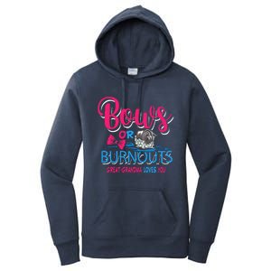 Burnouts Or Bows Gender Reveal Baby Great Grandma Women's Pullover Hoodie