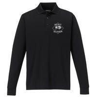 Beast Of Bourbon American Bison Buffalo Lover Wildlife Performance Long Sleeve Polo