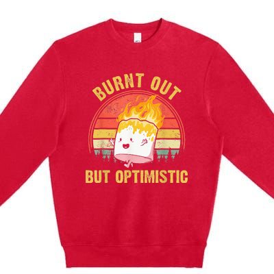 Burnt Out But Optimistic Cute Marshmallow For Camping Premium Crewneck Sweatshirt