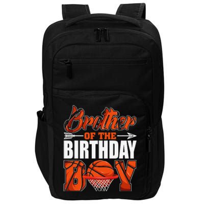 Brother Of Birthday Boy Basketball Matching Family Party Impact Tech Backpack