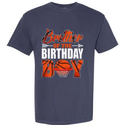 Brother Of Birthday Boy Basketball Matching Family Party Garment-Dyed Heavyweight T-Shirt