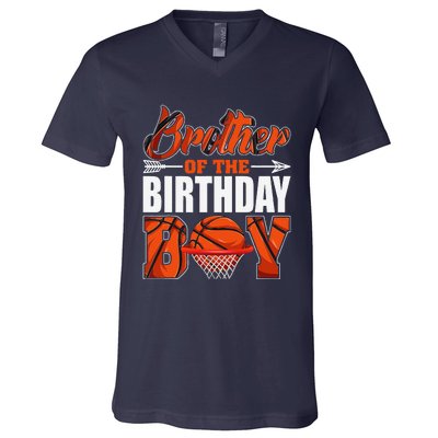 Brother Of Birthday Boy Basketball Matching Family Party V-Neck T-Shirt