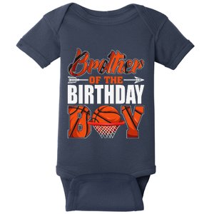 Brother Of Birthday Boy Basketball Matching Family Party Baby Bodysuit