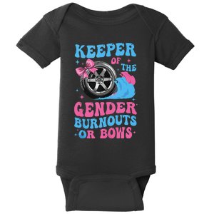 Burnouts Or Bows Funny Gender Reveal Party Fun Baby Bodysuit