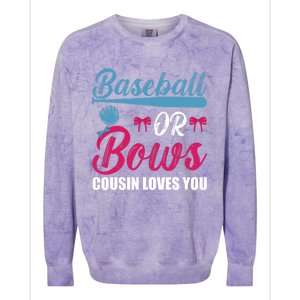 Baseball Or Bows Cousin Loves You Funny Gender Reveal Kids Colorblast Crewneck Sweatshirt