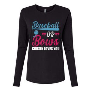 Baseball Or Bows Cousin Loves You Funny Gender Reveal Kids Womens Cotton Relaxed Long Sleeve T-Shirt