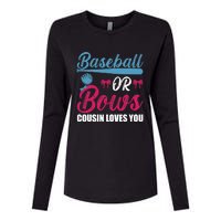 Baseball Or Bows Cousin Loves You Funny Gender Reveal Kids Womens Cotton Relaxed Long Sleeve T-Shirt