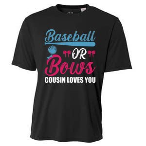 Baseball Or Bows Cousin Loves You Funny Gender Reveal Kids Cooling Performance Crew T-Shirt