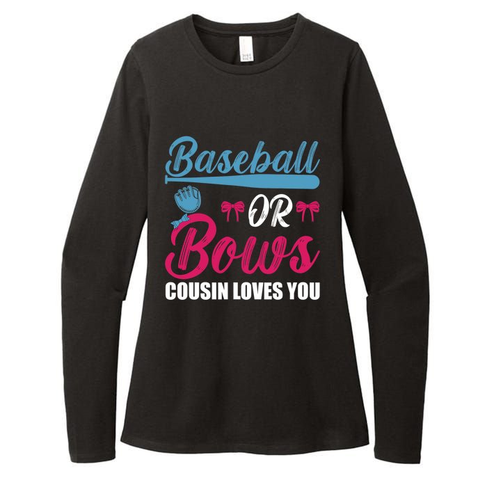 Baseball Or Bows Cousin Loves You Funny Gender Reveal Kids Womens CVC Long Sleeve Shirt