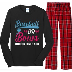 Baseball Or Bows Cousin Loves You Funny Gender Reveal Kids Long Sleeve Pajama Set