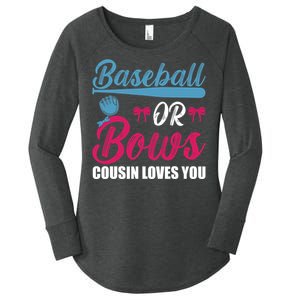 Baseball Or Bows Cousin Loves You Funny Gender Reveal Kids Women's Perfect Tri Tunic Long Sleeve Shirt