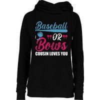 Baseball Or Bows Cousin Loves You Funny Gender Reveal Kids Womens Funnel Neck Pullover Hood