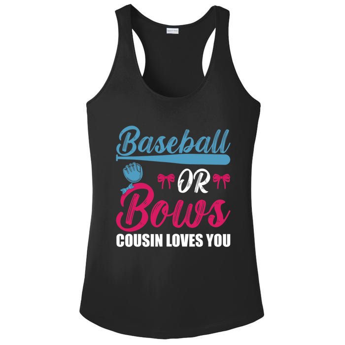 Baseball Or Bows Cousin Loves You Funny Gender Reveal Kids Ladies PosiCharge Competitor Racerback Tank