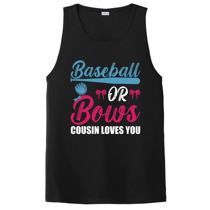 Baseball Or Bows Cousin Loves You Funny Gender Reveal Kids PosiCharge Competitor Tank