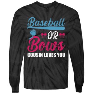 Baseball Or Bows Cousin Loves You Funny Gender Reveal Kids Tie-Dye Long Sleeve Shirt