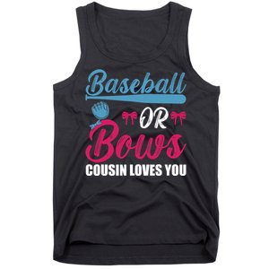 Baseball Or Bows Cousin Loves You Funny Gender Reveal Kids Tank Top