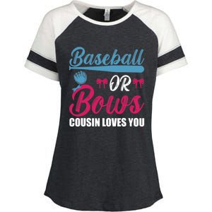 Baseball Or Bows Cousin Loves You Funny Gender Reveal Kids Enza Ladies Jersey Colorblock Tee