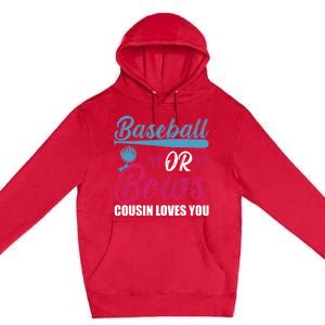 Baseball Or Bows Cousin Loves You Funny Gender Reveal Kids Premium Pullover Hoodie