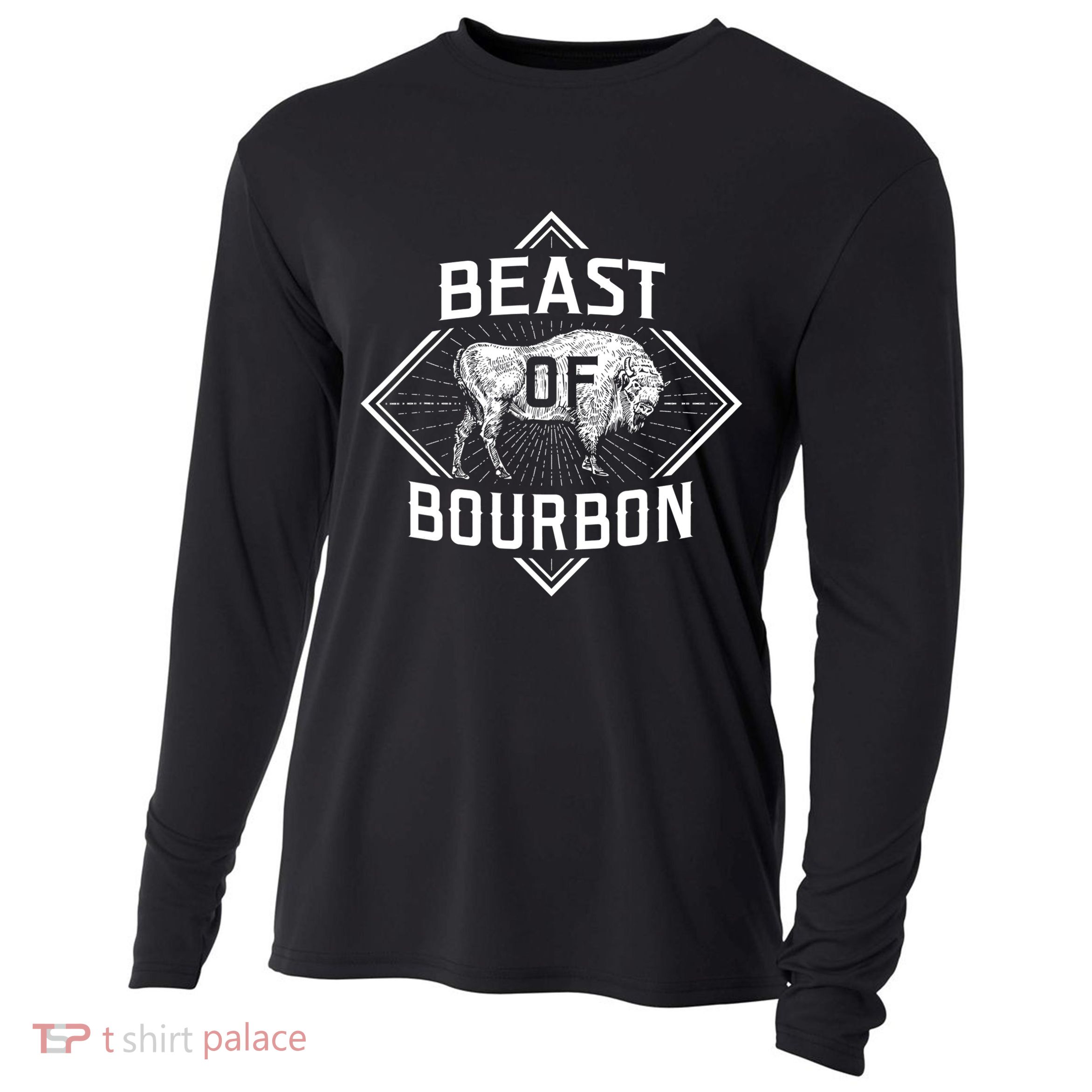Beast Of Bourbon American Bison Buffalo Lover Wildlife Cooling Performance Long Sleeve Crew