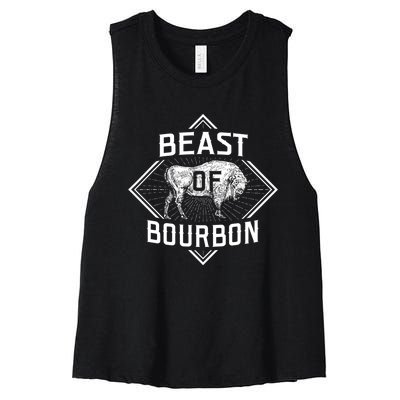 Beast Of Bourbon American Bison Buffalo Lover Wildlife Women's Racerback Cropped Tank