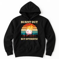 Burnt Out But Optimistic Marshmallow Retro Sunset Camping Hoodie