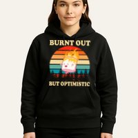 Burnt Out But Optimistic Marshmallow Retro Sunset Camping Hoodie