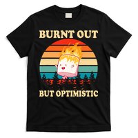 Burnt Out But Optimistic Marshmallow Retro Sunset Camping T-Shirt