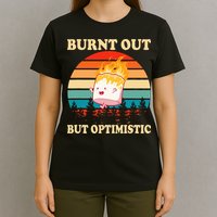 Burnt Out But Optimistic Marshmallow Retro Sunset Camping T-Shirt