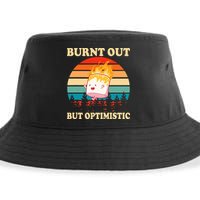 Burnt Out But Optimistic Marshmallow Retro Sunset Camping Sustainable Bucket Hat