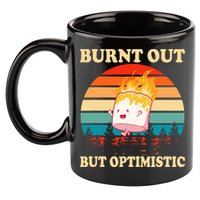 Burnt Out But Optimistic Marshmallow Retro Sunset Camping 11oz C Handle Ceramic Mug