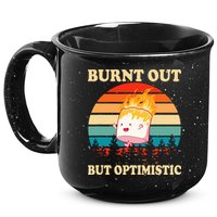 Burnt Out But Optimistic Marshmallow Retro Sunset Camping 15oz Campfire Ceramic Mug