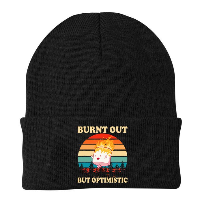 Burnt Out But Optimistic Marshmallow Retro Sunset Camping Beanie