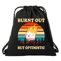 Burnt Out But Optimistic Marshmallow Retro Sunset Camping Drawstring Bag
