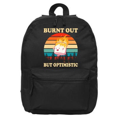 Burnt Out But Optimistic Marshmallow Retro Sunset Camping 16 in Basic Backpack