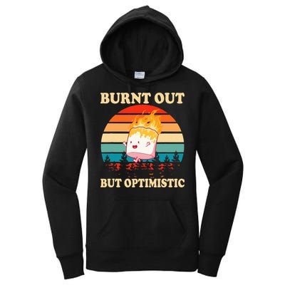 Burnt Out But Optimistic Marshmallow Retro Sunset Camping Women's Pullover Hoodie