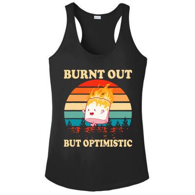 Burnt Out But Optimistic Marshmallow Retro Sunset Camping Ladies PosiCharge Competitor Racerback Tank