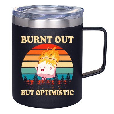 Burnt Out But Optimistic Marshmallow Retro Sunset Camping 12oz Stainless Steel Coffee Mug