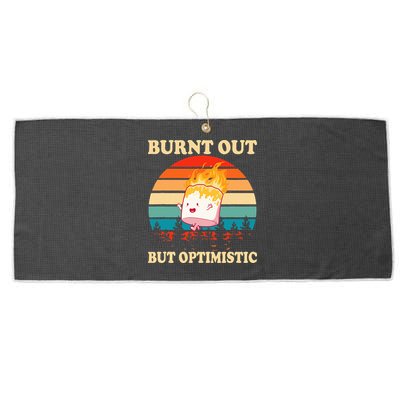 Burnt Out But Optimistic Marshmallow Retro Sunset Camping Large Microfiber Waffle Golf Towel