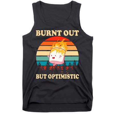 Burnt Out But Optimistic Marshmallow Retro Sunset Camping Tank Top