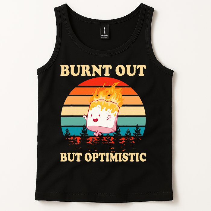 Burnt Out But Optimistic Marshmallow Retro Sunset Camping Tank Top