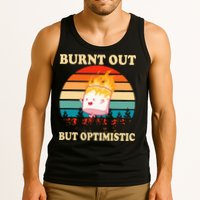 Burnt Out But Optimistic Marshmallow Retro Sunset Camping Tank Top
