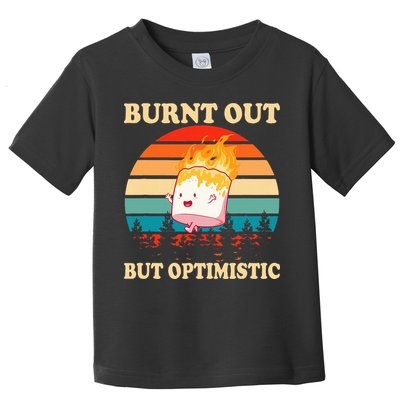 Burnt Out But Optimistic Marshmallow Retro Sunset Camping Toddler T-Shirt