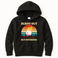 Burnt Out But Optimistic Marshmallow Retro Sunset Camping Kids Hoodie