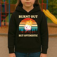 Burnt Out But Optimistic Marshmallow Retro Sunset Camping Kids Hoodie